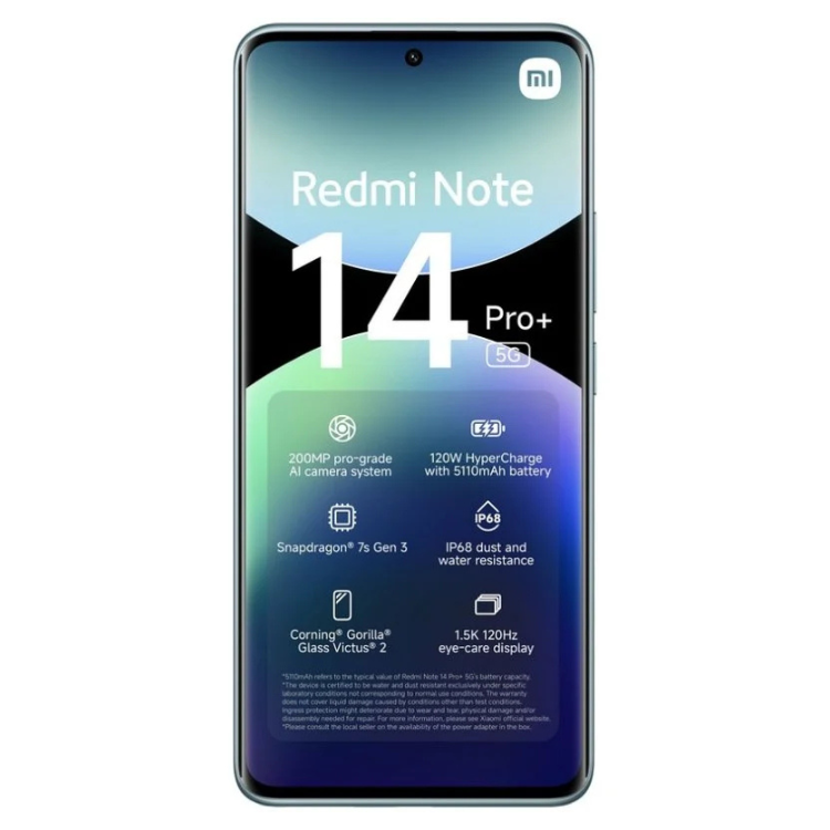 Smartphone Xiaomi Redmi Note 14 Pro+ 5G, azul, 200MP, Snapdragon 7s Gen 3, IP68.
