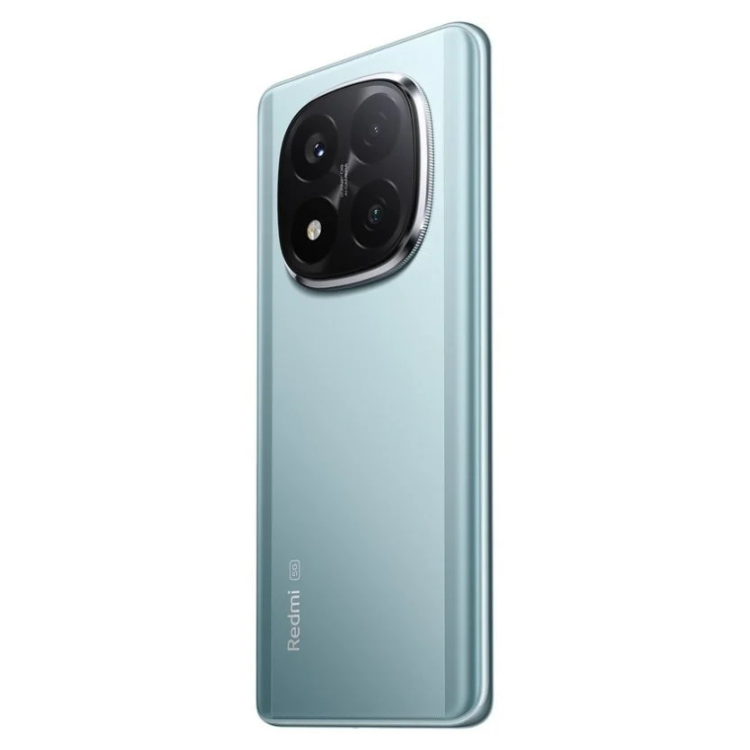 Smartphone Xiaomi Redmi Note 14 Pro, azul, câmaras triplas na parte traseira.
