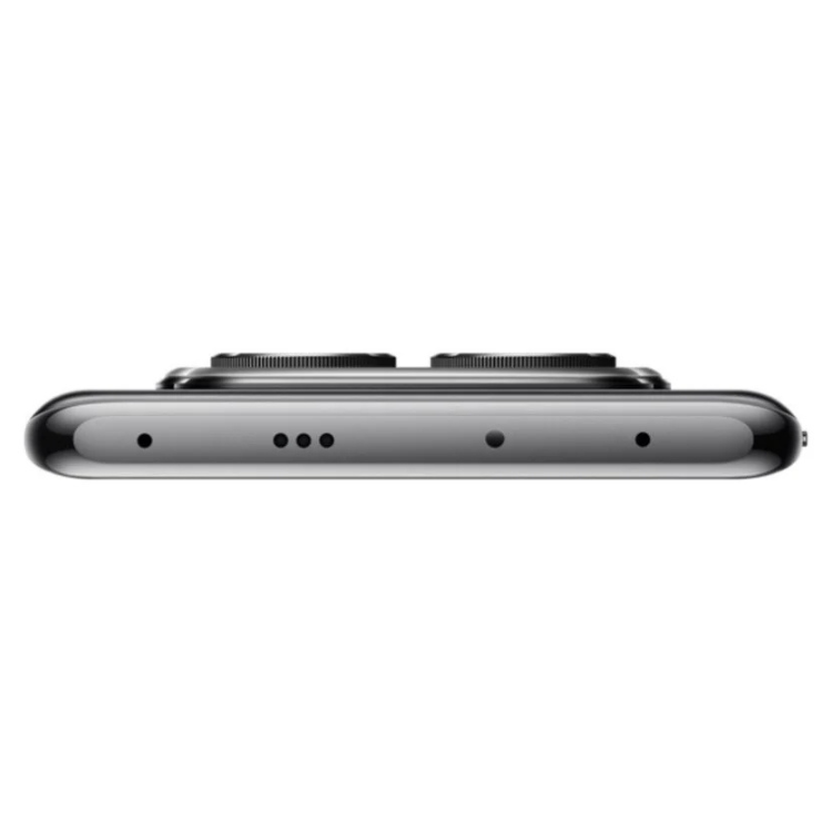 Xiaomi Redmi Note 14 Pro 5G preto, vista lateral, com várias perfurações na parte inferior.