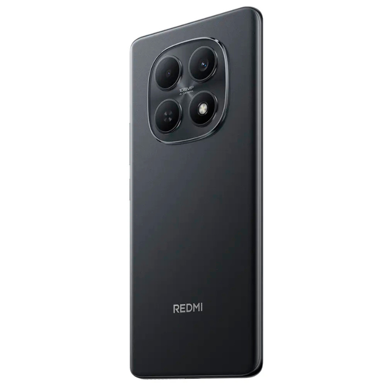 Smartphone Xiaomi Redmi preto com quatro câmeras na parte traseira.