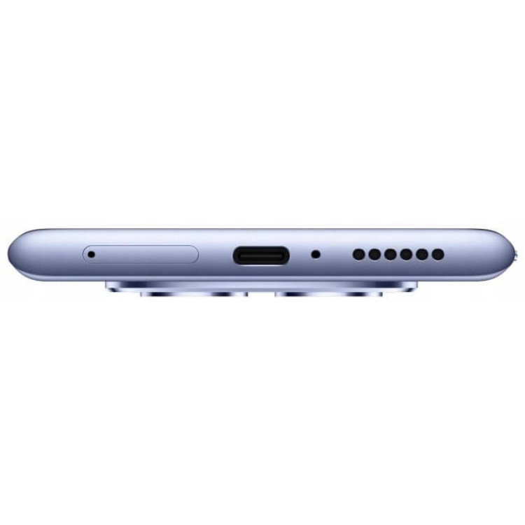 Smartphone Xiaomi Redmi Note  em cor roxo,  vista lateral com detalhes das saídas.