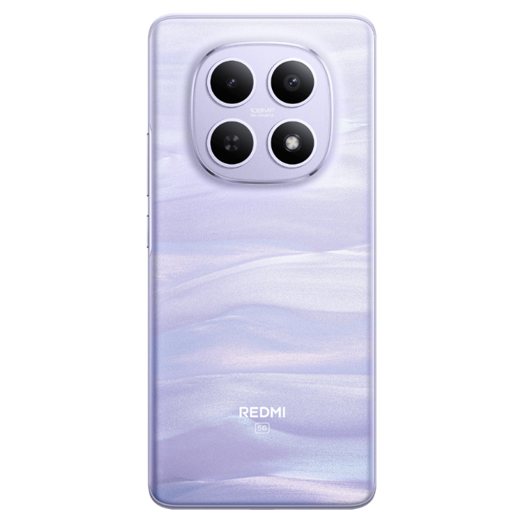 Smartphone Xiaomi Redmi Note 15 5G, cor roxa,  câmaras quádruplas na parte traseira.