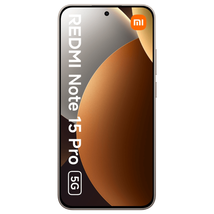 Smartphone Xiaomi Redmi Note 15 Pro 5G, cor Titânio, com logotipo Mi e detalhes em 5G.