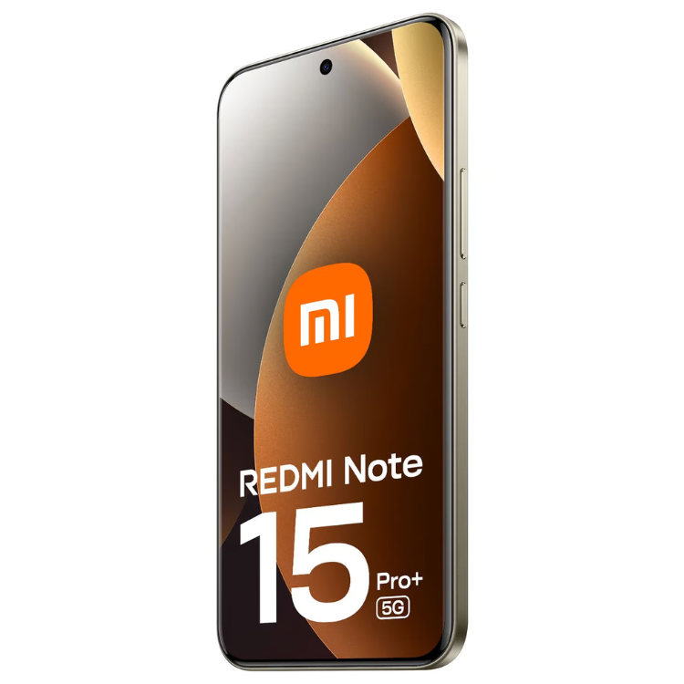 Smartphone Xiaomi Redmi Note 15 Pro+ 5G, castanho, com logotipo Mi e detalhes em 5G.