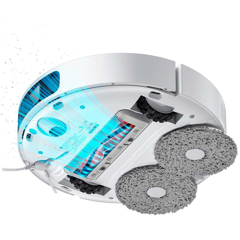 Xiaomi X10 Plus robot vacuum cleaner, white, with two gray mop pads.