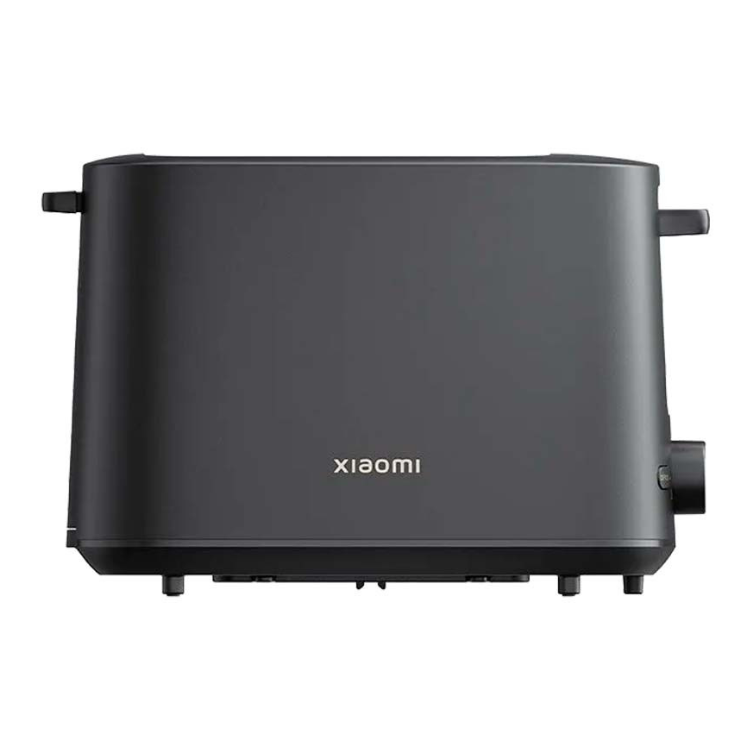 Black Xiaomi toaster, 2 slices, matte finish.