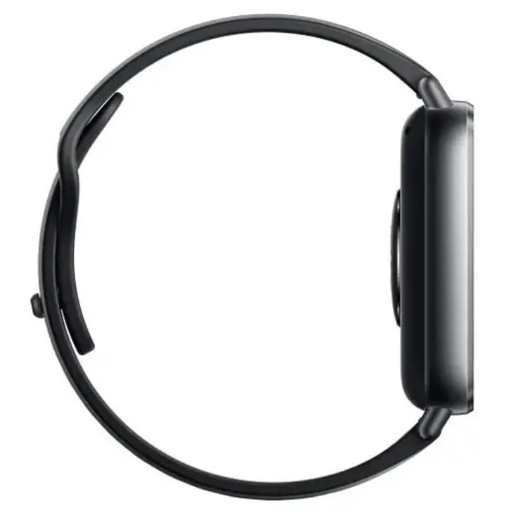 Smartwatch Xiaomi Redmi Watch 5 Active preto com pulseira de borracha.